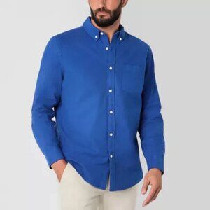 AE Men's Classic Fit Long Sleeve Button-down Blue Shirt Neck 16.5-17 Men's Large